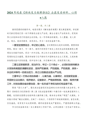 2024年观看《持续发力纵深推进》交流发言材料、心得共八篇.docx