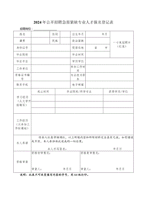 2024年公开招聘急需紧缺专业人才报名登记表.docx