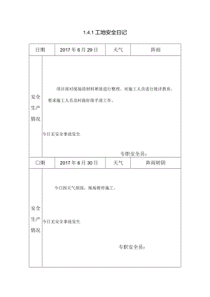 [施工资料]工地安全日记(24).docx