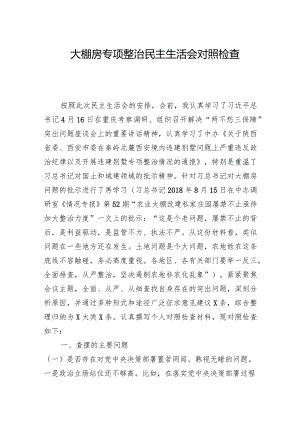 2024年大棚房专项整治民主生活会对照检查材料.docx