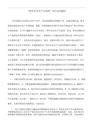 “青年安全生产示范岗”创建总结报告.docx