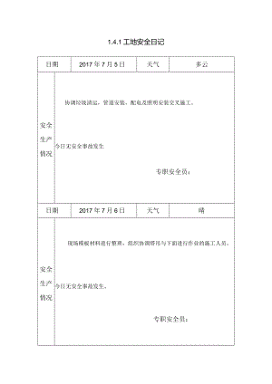 [施工资料]工地安全日记(27).docx