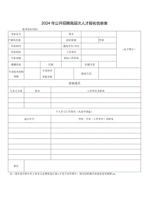 2024年公开招聘高层次人才报名信息表.docx