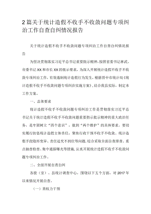 2篇关于统计造假不收手不收敛问题专项纠治工作自查自纠情况报告.docx