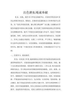 xx学校党支部副书记优秀党务工作者事迹材料.docx