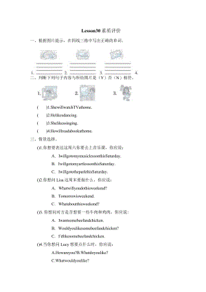 Unit5WhatwillyoudothisweekendLesson30素质评价卷（含答案）.docx