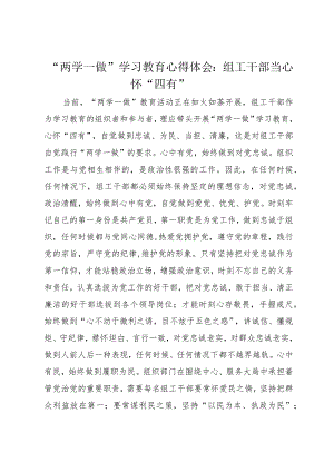 “两学一做”学习教育心得体会：组工干部当心怀“四有”.docx
