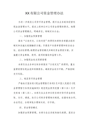 XX有限公司资金管理办法.docx