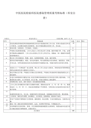 中医医院检验科医院感染管理质量考核标准.docx