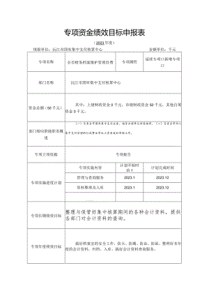 专项资金绩效目标申报表.docx