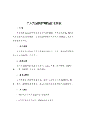 个人安全防护用品管理制度.docx