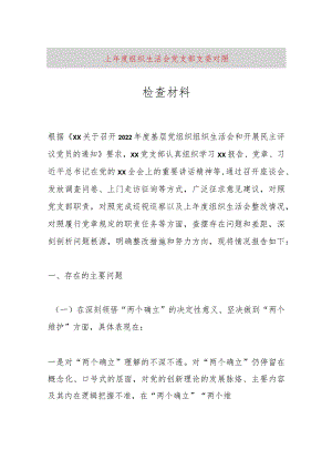 【最新党政公文】上年度组织生活会党支部支委对照检查材料（完成版）.docx