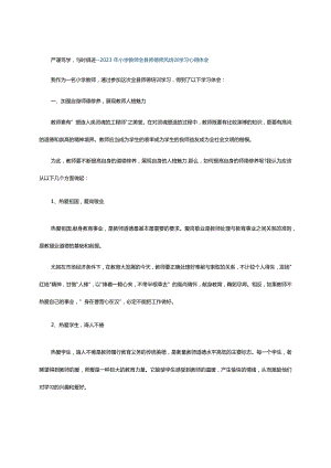 严谨笃学与时俱进--2023年小学教师全县师德师风培训学习心得体会.docx