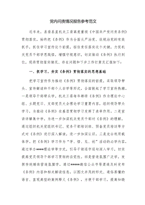 党内问责情况报告参考范文.docx
