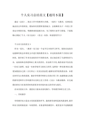 个人实习总结范文【通用5篇】.docx