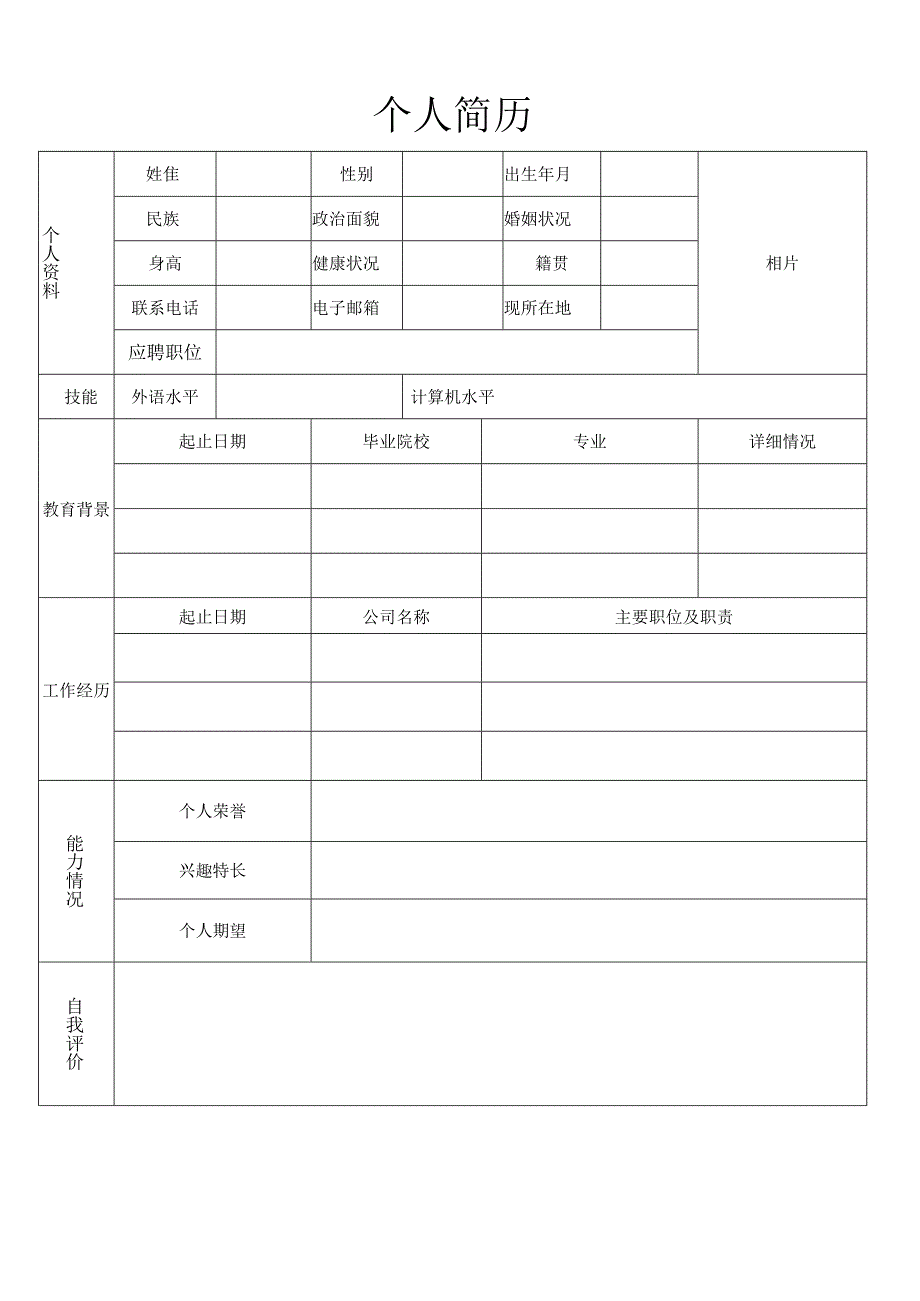 个人空白简历标准表(27).docx_第3页