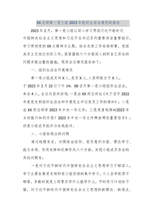 【精品文档】XX支部第一党小组2023年组织生活会情况的报告（整理版）.docx