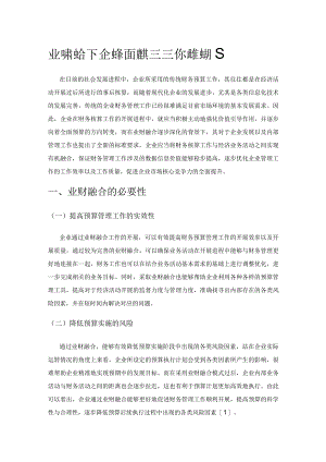 业财融合下企业全面预算管理优化措施探究.docx