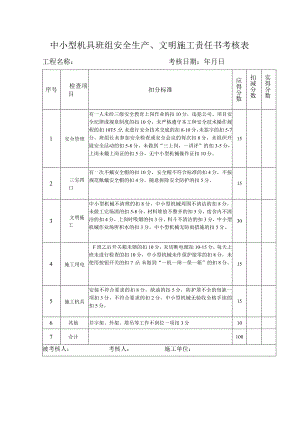 中小型机具班组安全生产、文明施工责任书考核表.docx