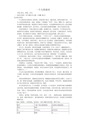 一个人的麦田阅读理解含答案.docx