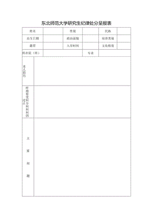 东北师范大学研究生纪律处分呈报表.docx