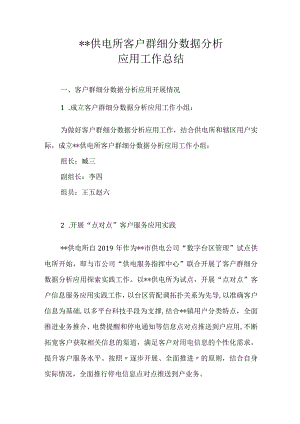 供电所客户群细分数据分析应用工作总结.docx