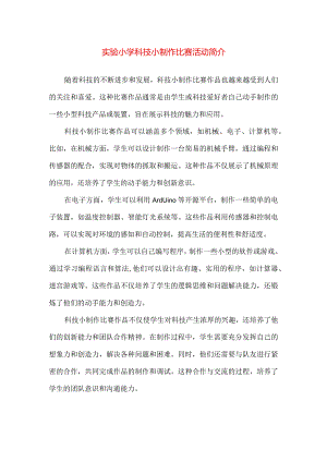 【精品】实验小学科技小制作比赛活动简介.docx