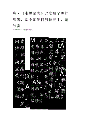 唐代《韦懋墓志》乃实属罕见的唐碑却不知出自哪位高手请欣赏.docx