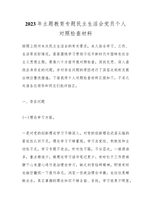 【精品公文】2023年主题教育专题民主生活会党员个人对照检查材料.docx