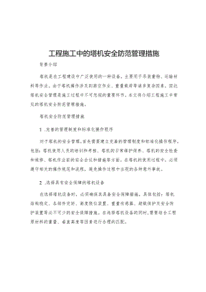 工程施工中的塔机安全防范管理措施.docx