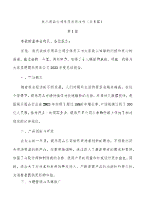 娱乐用品公司年度总结报告（共6篇）.docx