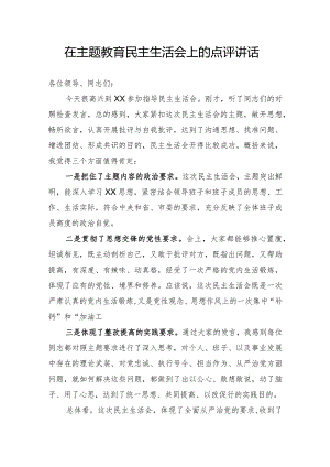 在主题教育民主生活会上的点评讲话.docx