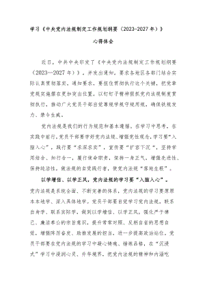 学习《中央党内法规制定工作规划纲要（2023-2027年）》心得体会2篇.docx