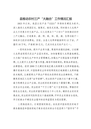 县推动农村三产“大融合”工作情况汇报.docx