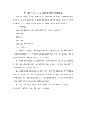关于拖欠民工工资问题处理的紧急预案.docx