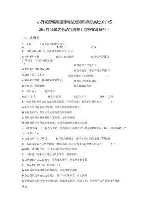 小升初部编版道德与法治知识点分类过关训练26：社会篇之劳动与消费（含答案及解析）.docx