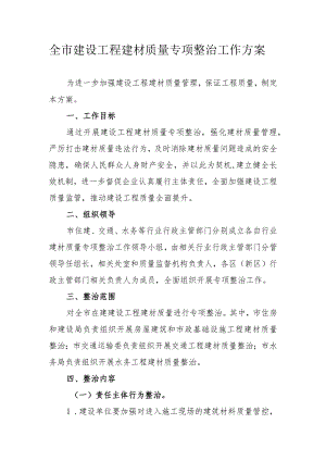 全市建设工程建材质量专项整治工作方案.docx