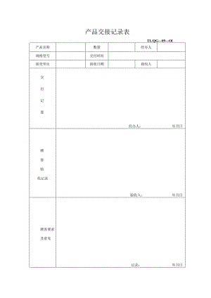 天一资料天力公司北京销售中心天力表格业务员报表产品交接记录表.docx