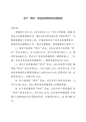 关于“两补”资金发放情况的自查报告.docx