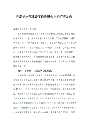 在局党支部建设工作推进会上的汇报发言.docx