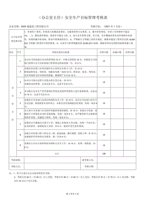 办公室主任安全生产目标管理考核表.docx