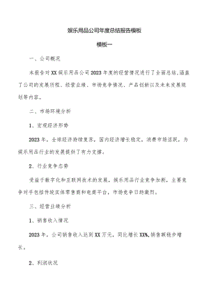 娱乐用品公司年度总结报告模板.docx