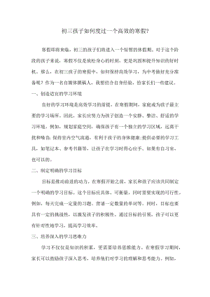 初三孩子如何度过一个高效的寒假？.docx