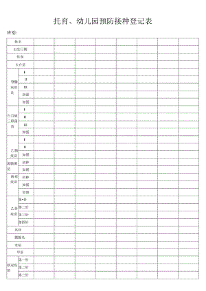 托育、幼儿园预防接种登记表.docx