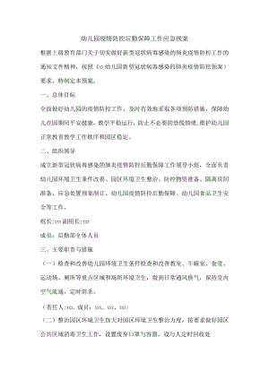 幼儿园疫情防控后勤保障工作应急预案.docx
