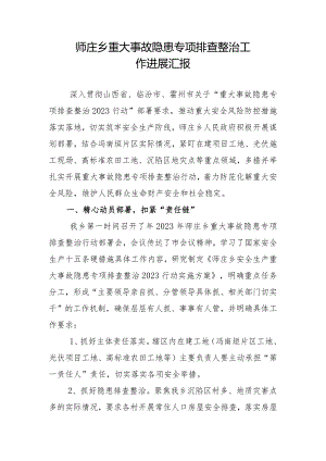 师庄乡重大事故隐患专项排查整治工作进展汇报.docx