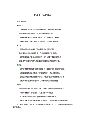 护士下月工作计划.docx