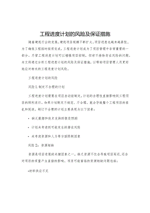 工程进度计划的风险及保证措施.docx