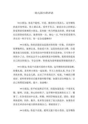 幼儿园小班期末评语集锦.docx