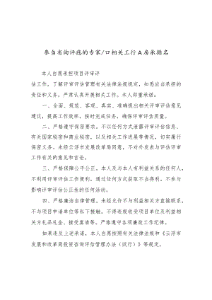 参与咨询评估的专家和相关工作人员承诺书.docx